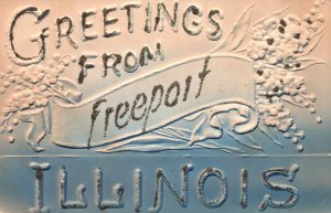 Vintage Postcard 1900's Greetings From Freeport Illinois United Art Publishing