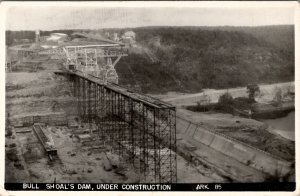 AR Bull Shoals Dam Under Construction Arkansas RPPC Postcard Y16