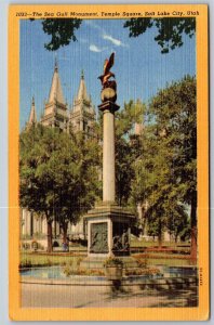 Vtg Salt Lake City Utah UT The Sea Gull Monument Temple Square 1950s Postcard
