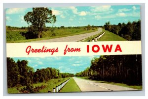 Vintage 1960's Postcard Greetings From Iowa - The Highways of Iowa