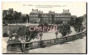 Old Postcard Paris Palace and Luxembourg Gardens Lion