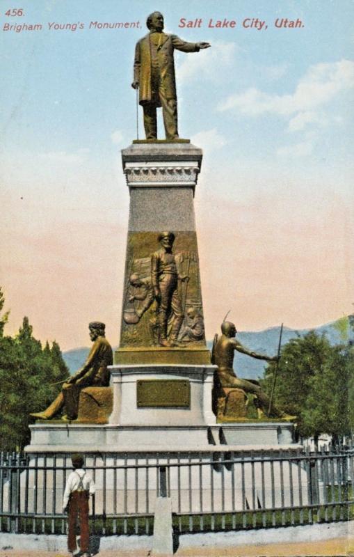 Salt Lake City Utah UT Brigham Young Monument Postcard E7