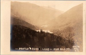 RPPC Profile, Echo Lakes from Bald Mt White Mts NH Vintage Postcard J60