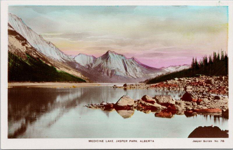 Medicine Lake Jasper Park Alberta AB Unused Spalding Real Photo Postcard G18