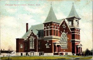 VTG Postcard Christian Reform Church Fremont Mich 1913 Eaton Rapids Red Let  164