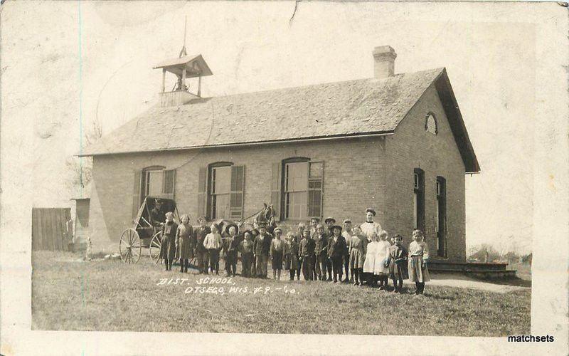 1910 Ostego Wisconsin District School RPPC Real Photo postcard 6924