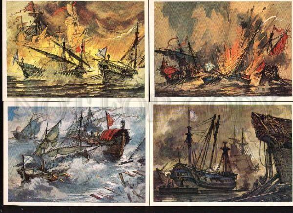 005273 SHIPS USSR Russian naval fleet Collection of 16 old PC