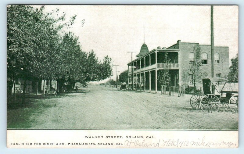 ORLAND, CA California ~ WALKER STREET SCENE c1910s  Glenn County  Postcard