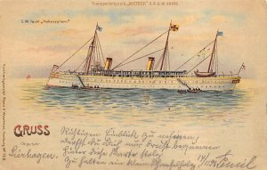 Gruss Aus Mainz Ship Hold to Light Postal Used Unknown writing on front