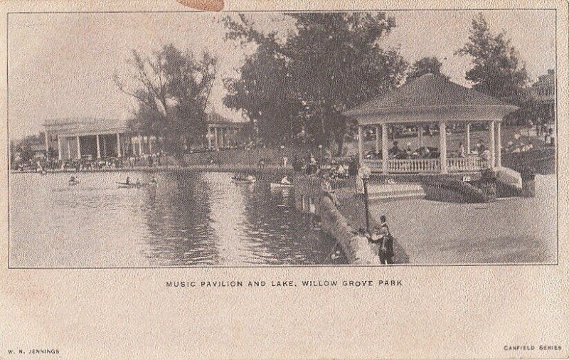 Postcard Music Pavilion and Lake Willow Grove Park PA #2