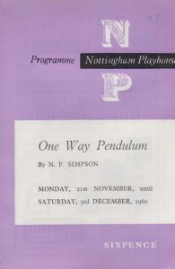 One Way Pendulum NF Simpson Nottingham Playhouse Theatre Programme