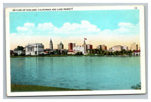 Vintage 1920's Postcard Panoramic View Skyline Oakland Lake Merritt California