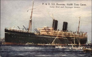 Steamship Boats, Ships Ranpura P&O c1900s-20s Postcard