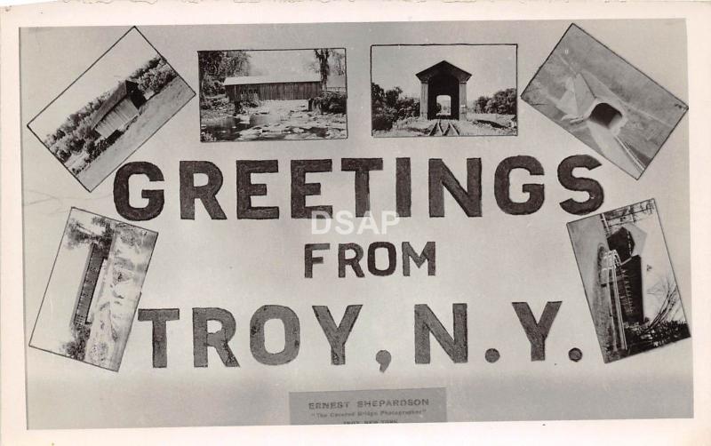 C13/ Troy New York NY Real Photo RPPC Postcard c40s Covered Bridges Shepardson