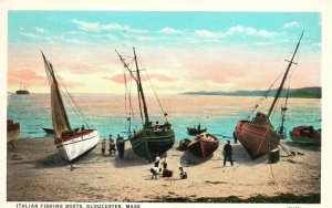 Vintage Postcard 1930's Italian Fishing Boats Gloucester Massachusetts Edwin Pub