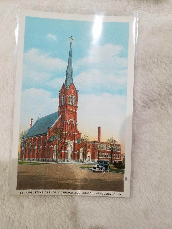 Lot of 4 Antique Postcards - Churches of Napoleon, Ohio  Mint Condition