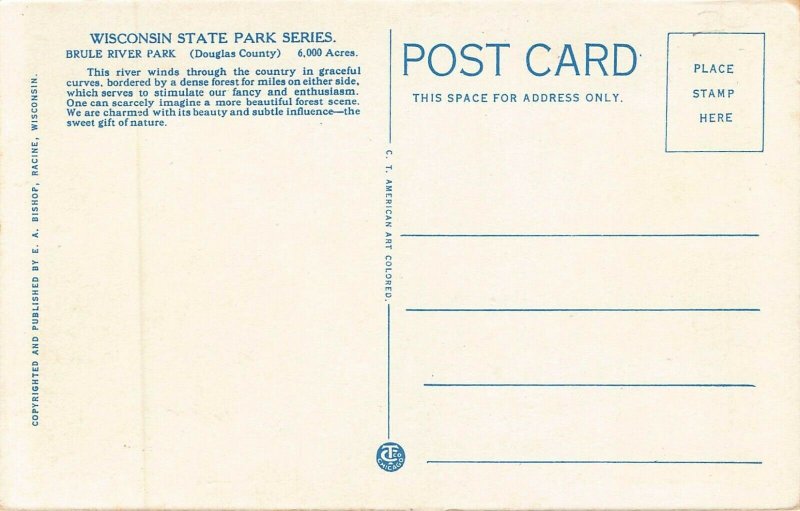 BRULE RIVER STATE PARK WISCONSIN~STATE PARK SERIES POSTCARD