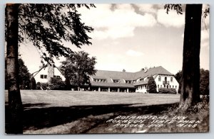 RPPC~Angola Indiana~Pokagon State Park~Potawatomi Inn Bldg~Rustic~1948 Postcard