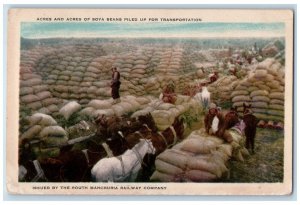 Transportation Postcard Acres And Acres Of Soya Beans Piles Up c1910's Antique