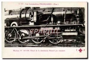 Postcard Old Train Locomotive Machine 141050 Detail of the Fox distribution v...