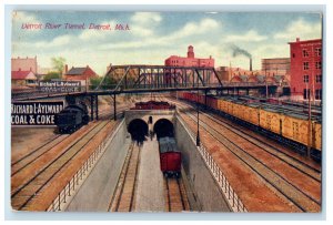 c1910 Train Wagons, Detroit River Tunnel Detroit Michigan Unposted Postcard