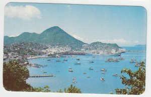 P2166 ca1980 postcard bay & port city of manzanillo mexico harbor boats shp etc