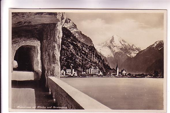 Real Photo, Axenstrasse mit Fluelen und Bristenstock, Switzerland