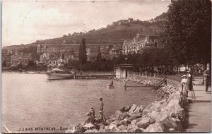 Switzerland Montreux Quai et Débarcadère Vintage RPPC C034