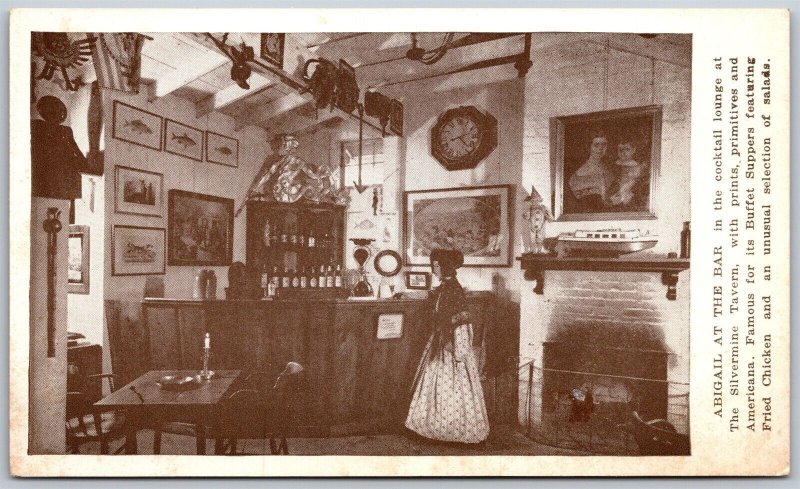 Vtg Norwalk Connecticut CT Silvermine Tavern Cocktail Lounge Bar 1950s Postcard