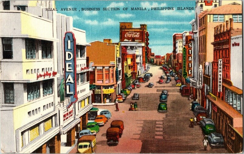 Rizal Avenue Business Section Manila Philippine Islands Vintage Linen