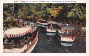 Boat Landing Cold Water Canyon Wisconsin Dells 1930s postcard