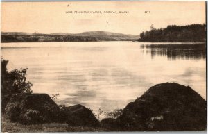 View Overlooking Lake Pennesseewassee, Norway ME c1950 Vintage Postcard Q37