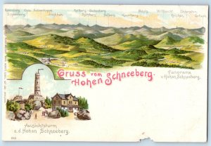 Germany Postcard Observation Tower Greetings from High Snow Mountain c1930's