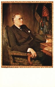 Vintage Postcard Portrait of Franklin Roosevelt 32nd President of U.S. America 