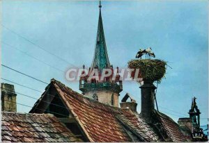 Modern Postcard Obernai Alsace Picturesque Storks Nest