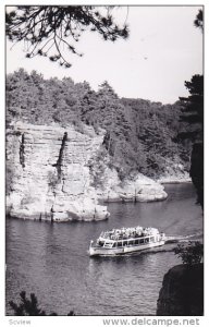 RP; Passenger Ferry Boat cruising thru Canyon River, 1950s