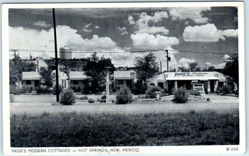 HOT SPRINGS, New Mexico NM   Roadside PAGE'S MODERN COTTAGES  Postcard