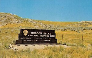 Golden Spike National Historic Site, Utah Entrance Sign c1960s Vintage Postcard