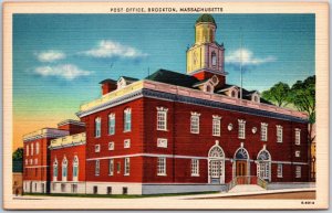 Brockton Massachusetts MA, Entrance, Post Office Building, Vintage Postcard