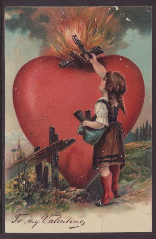 To My Valentine,Girl,Heart Postcard