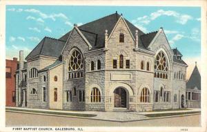 Galesburg Illinois First Baptist Church Street View Antique Postcard K15566