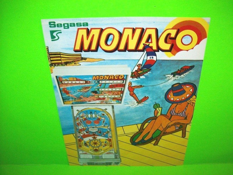 Monaco Pinball Flyer 1977 Original Games Artwork Promo Vintage Retro