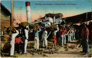 PC CPA JAMAICA, PORT ANTONIO, LOADING BANANA, Vintage Postcard (b21557)