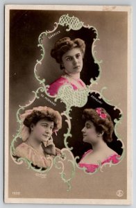 RPPC Stage Actresses Garrick De Mornand Demaury Art Nouveau Postcard B37