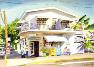 FL, Key West 5 BROTHERS CUBAN GROCERY~SANDWICH SHOP 4X6 Greg Sobran Art Postcard