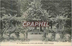 Old Postcard The Rose Garden of the Hay les Roses Rustic Bench