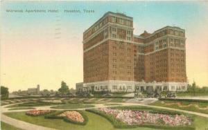 Albertype Hand Colored Houston Texas 1939 Warwick Apartment Hotel Postcard 4023