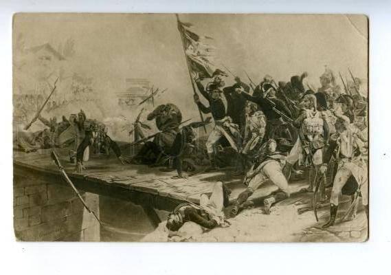 170454 NAPOLEON w/ Flag on Bridge by VERNEL vintage Russian PC