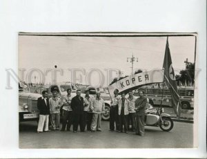 3172957 KOREA delegation in Russia flag motorcycle old photo