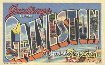 Galveston, Texas USA Large Letter Town Vintage Postcard Old Post Card Antique...